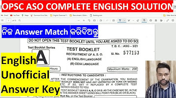 English Answer Key With Solution || OPSC ASO 2022 || By Sunil Sir