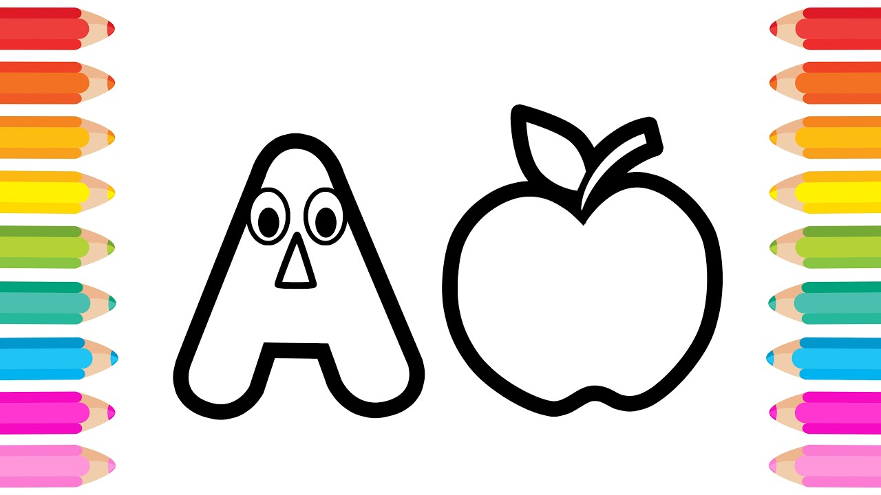 Alphabet A Painting, Drawing and Coloring for Kids - How to Draw ...