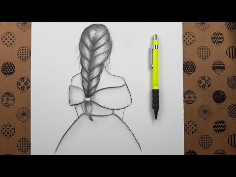 Örgü Saçlı Kız Çizimi Çizim Hobimiz Karakalem Çizimleri