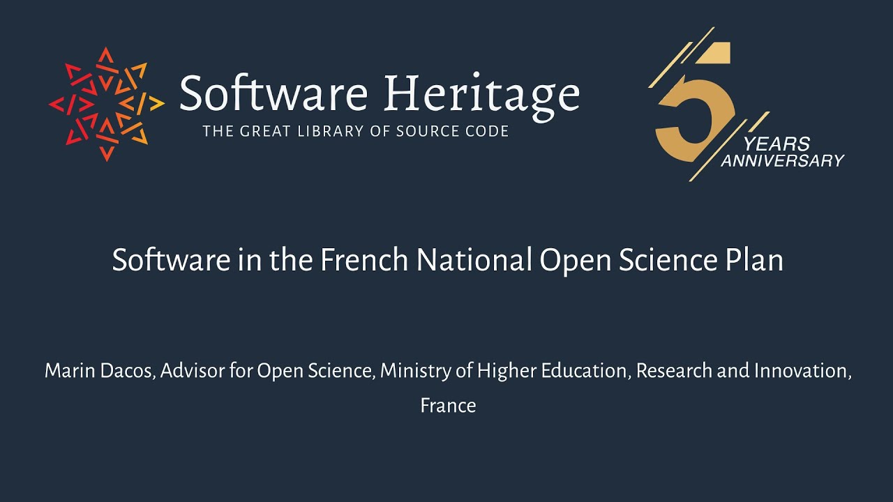 Software in the French National Open Science Plan: M. Dacos (Ministry of Higher Education, France)