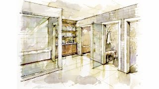Tutorial - Hand Rendering, Interior, 140921 Golf Practice Facility – M Wet