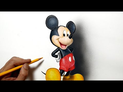 ミッキーマウスを描いてみた 色鉛筆 コピック リアルな絵 Draw Mickey Mouse Realistically Youtube