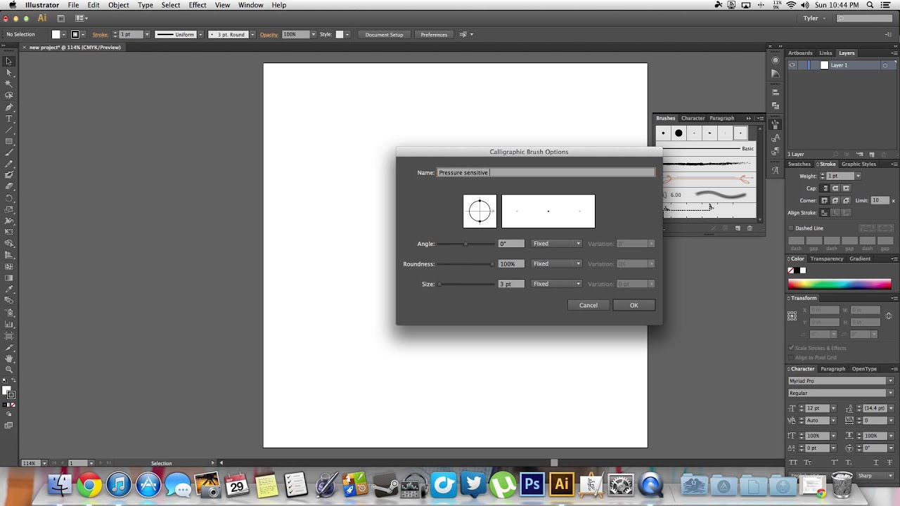 Adobe Illustrator tutorial Configure pressure sensitive brushes YouTube