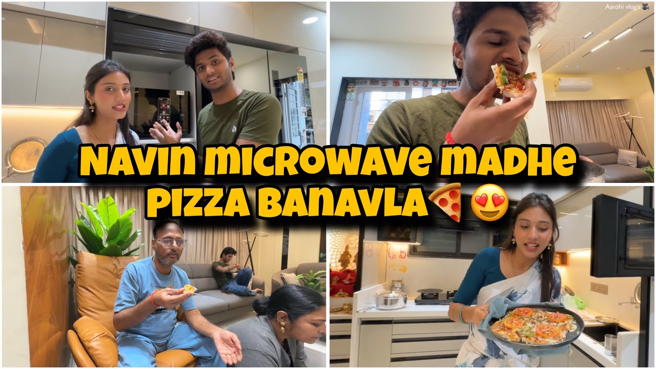 Navin microwave madhe pizza banavla🍕😍 rushi and aarohi argument 😩