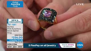 दुर्लभ गोल्ड प्लेटेड गुलाबी कुनजाइट और काले स्पिनल रेक्टन... screenshot 3