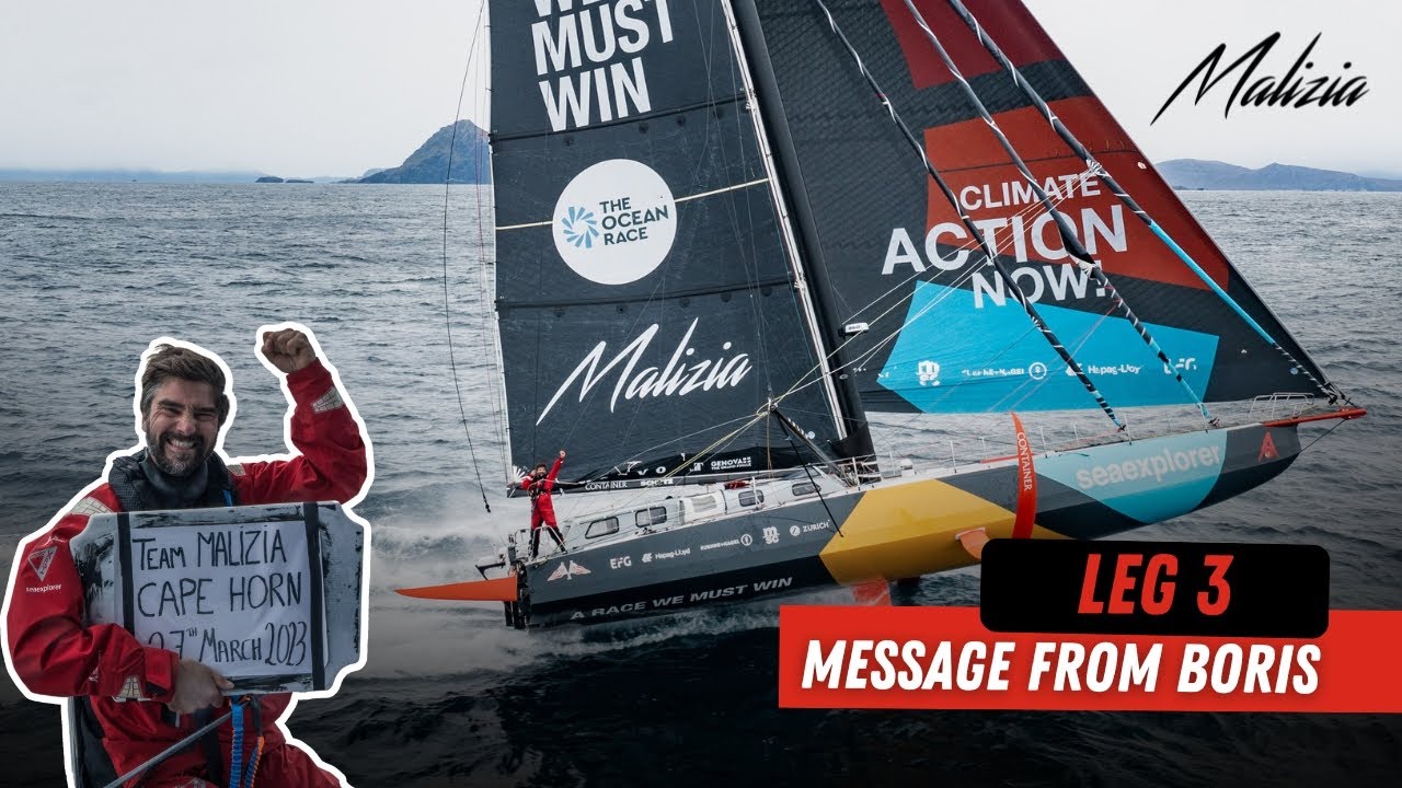 Boris Herrmann excitedly passes Cape Horn - Day 30 - Leg 3 - The Ocean Race