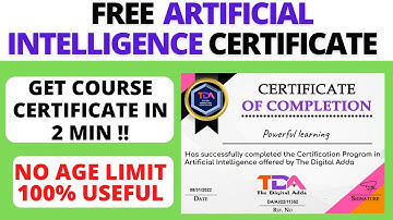 FREE ARTIFICIAL INTELLIGENCE CERTIFICATES| FREE AI QUIZ WITH CERTIFICATE IN 2 MIN