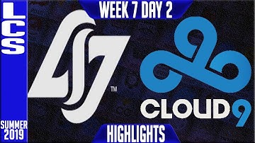 CLG vs C9 Highlights | LCS Summer 2019 Week 7 Day 2 | Counter Logic Gaming vs Cloud9