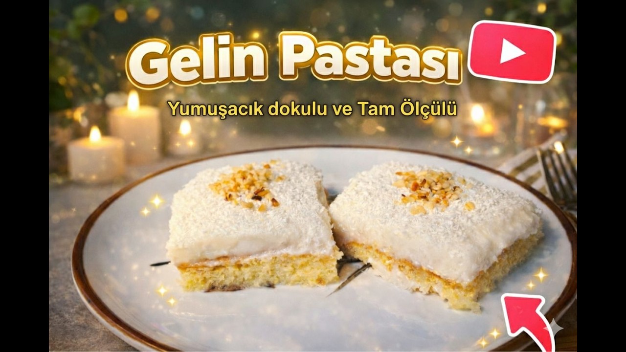 Herkes tarifini istedi😍 !! Yumuşacık kekli krema kıvamında muhallebisiyle Gelin Pastası tarifi😊