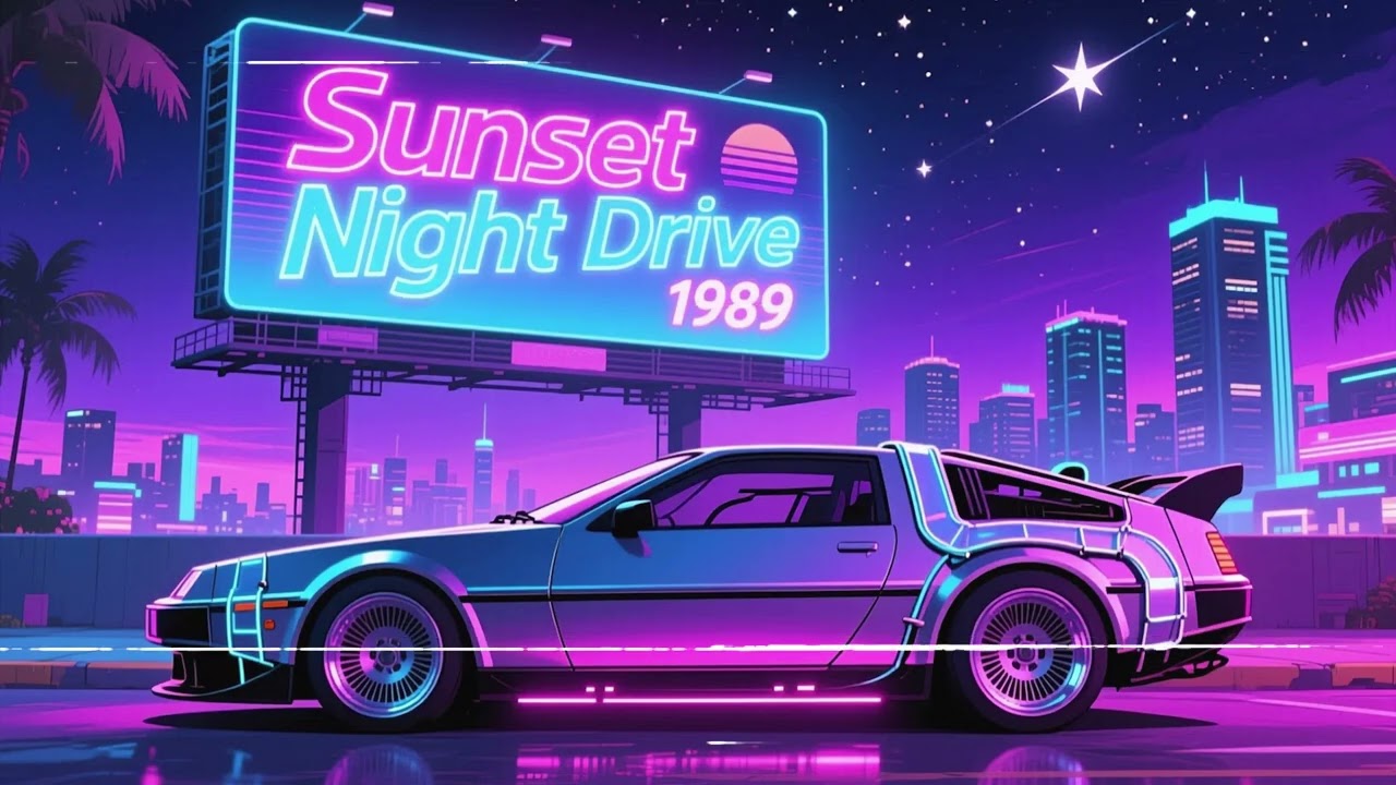 Sunset Night Drive 1989 – Synthwave Farewell on the Road