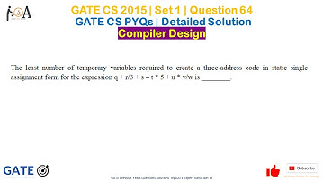 GATE CS 2015 | Set 1 - Question 64 | GATE CS Solutions | GATE CS PYQs | Compiler Design