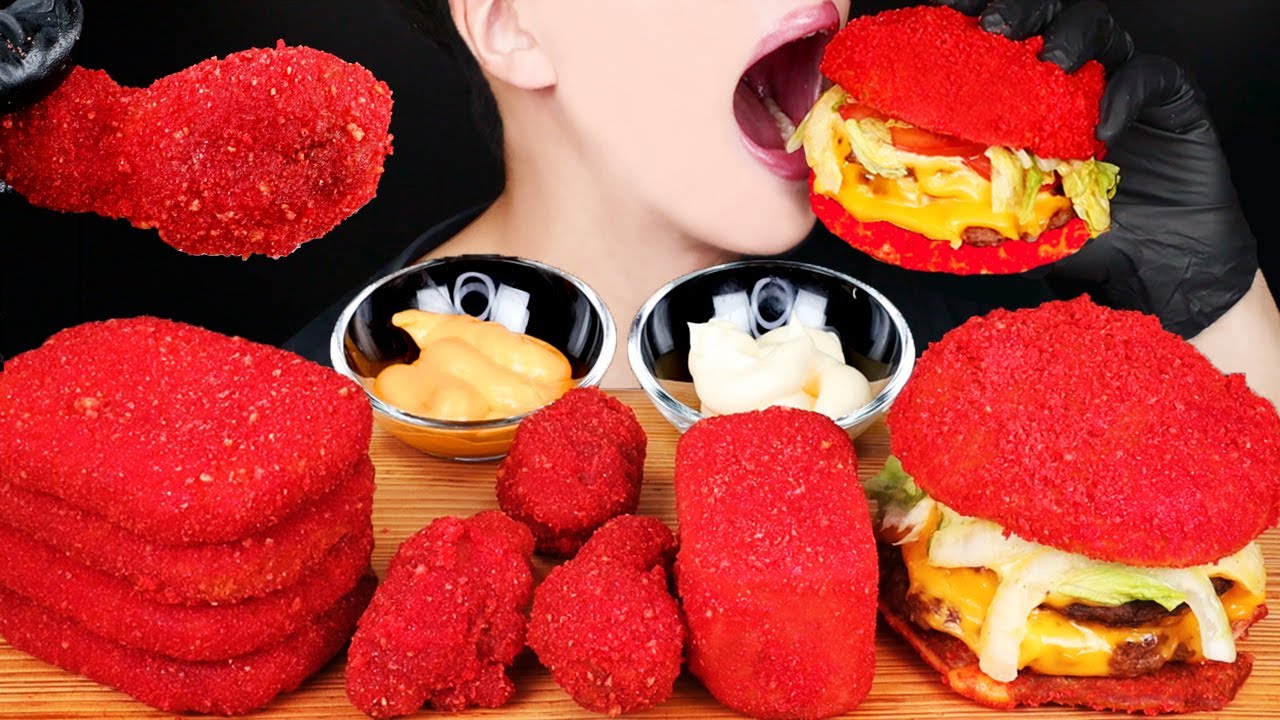 ASMR HOT CHEETOS CHEESEBURGERS CHICKEN SPAM HASH BROWNS MUKBANG 치토스 양념치킨 먹방 チーズ 咀嚼音 EATING SOUNDS