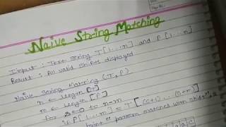 Naive string matching algorithm in Design and analysis of Algorithm Example-1