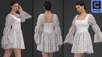 How to create  Puff Sleeve Dress 2 in Clo3d/Marvellous Designer