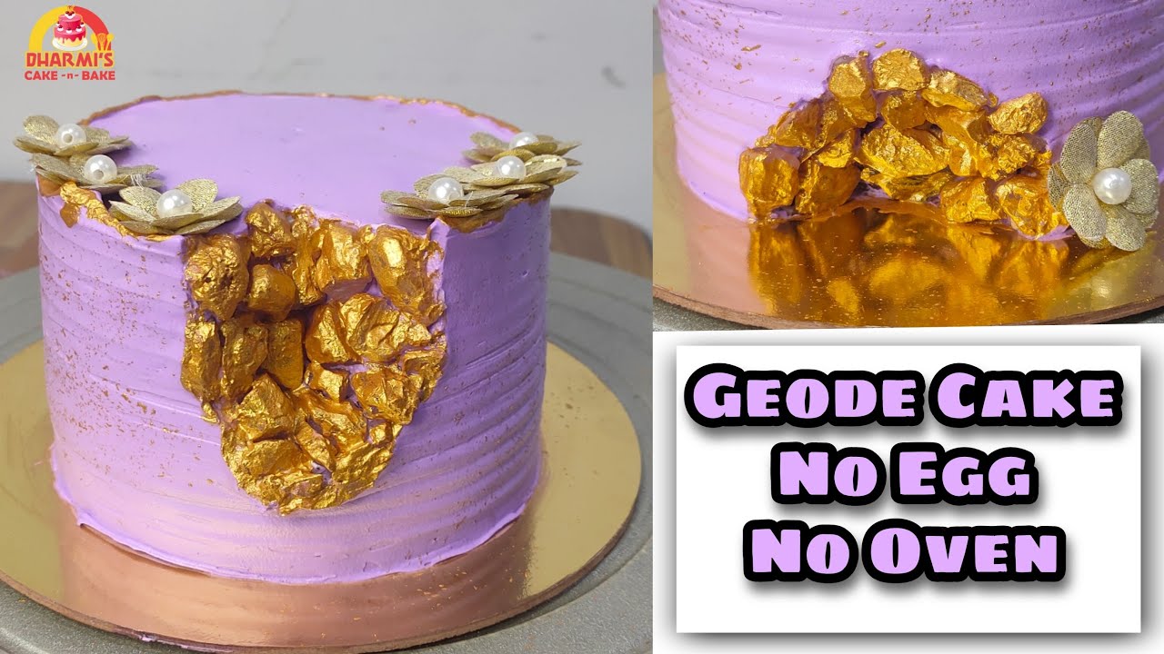 How to make Geode Cake | Black Currant flavour | Easy method | No egg | No oven