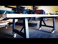 Butcher block industrial table on wheels Butcher block industrial table on wheels