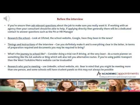 Academic Appointments CPD - Preparing for an Interview - video from Academic Appointments