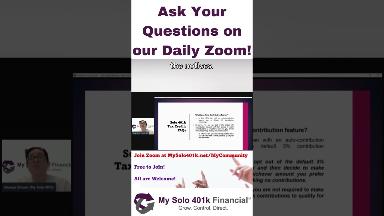 🔍 Understanding Why Your Solo 401k with Fidelity, Schwab, Vanguard, or E-Trade Doesn’t Qualify for the Solo 401k Tax Credit 🔍 Understanding Why Your Solo 401k with Fidelity, Schwab, Vanguard, or E-Trade Doesn’t Qualify for the Solo 401k Tax Credit