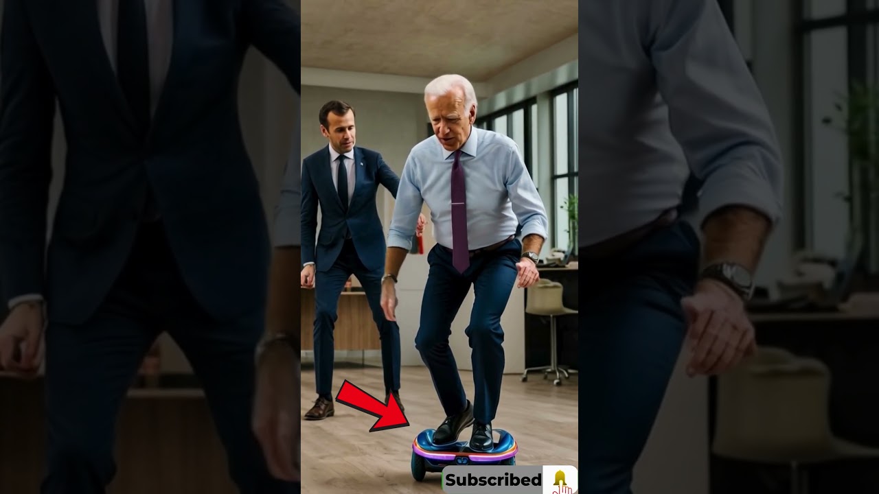 Biden's Hoverboard Adventure Macron’s Concerned Watch! 