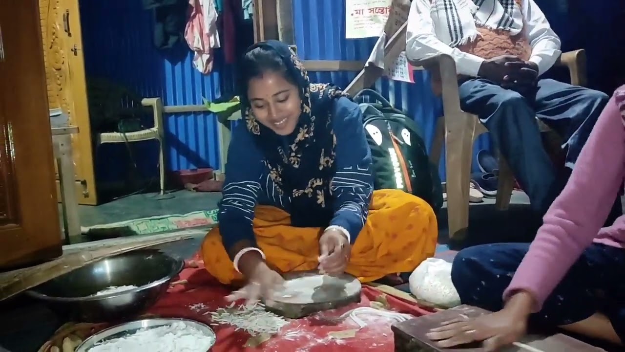 খেজুরের গুড় দিয়ে আজ সবাই মিলে পিঠে তৈরি করলাম ❤️❤️ 