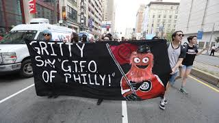 Philly protesters use Gritty to send a message to President Trump