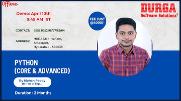 PYTHON (CORE & ADVANCED) Offline Training @ DURGASOFT