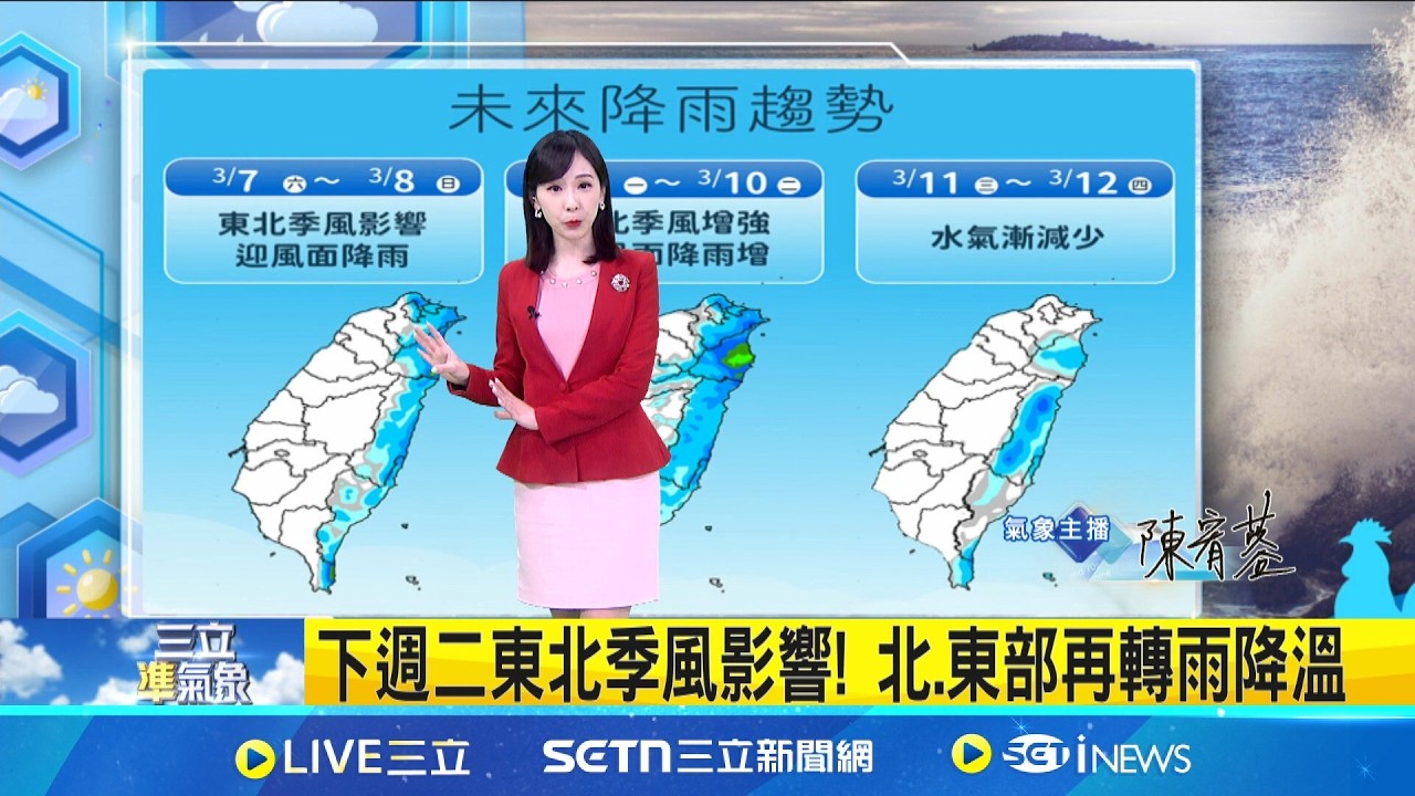 週末轉乾冷! 東北季風影響 明晨空曠區探13度  下週二東北季風影響! 北.東部再轉雨降溫｜三立新聞網 SETN.com