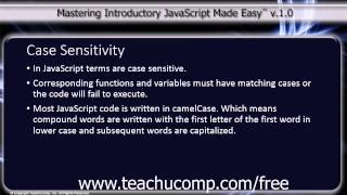 JavaScript Training Tutorial Case Sensitivity