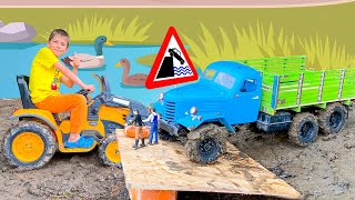 Damian and Darius Learn Road Sign How to ride cars and avoid traffic mud accidents Funny Kids Storie