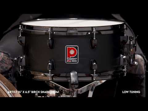 Premier Artist 14" x 6.5" Birch Snare Drum, Stealth Black