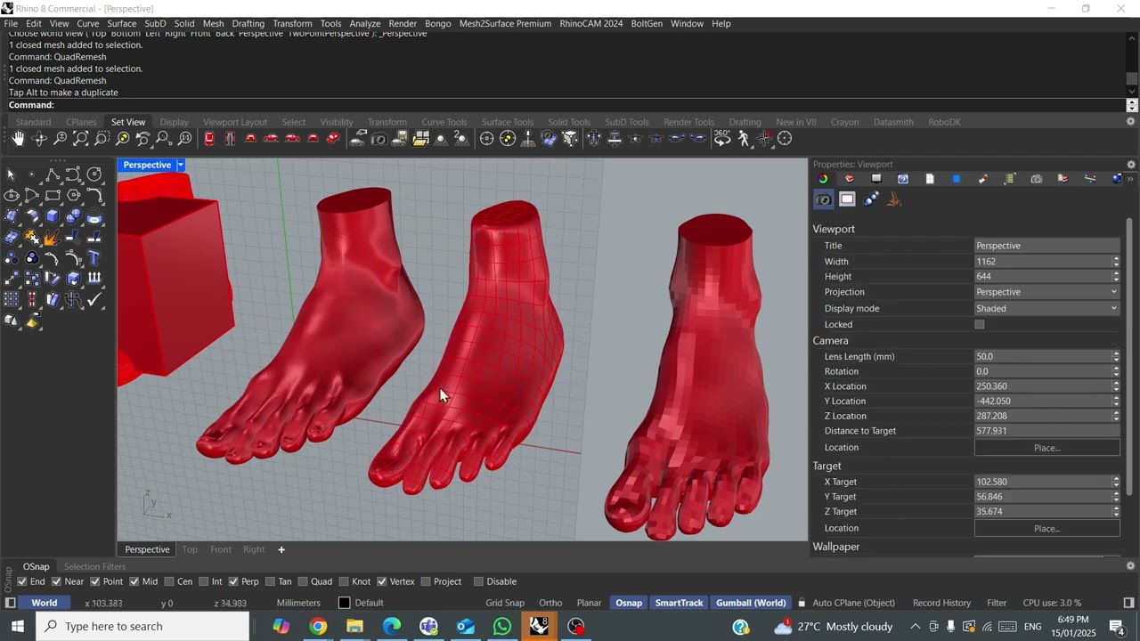 Rhino For Reverse Engineering   - Quad Remesh - A Deep Dive🥽