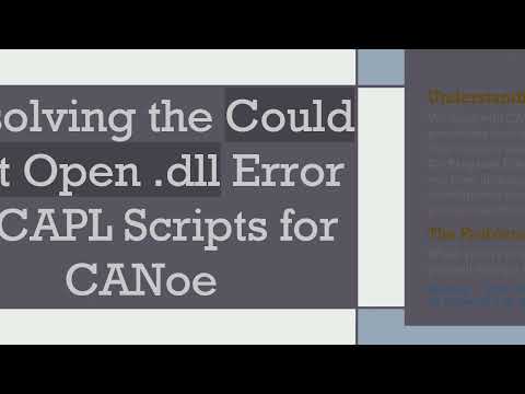 Resolving the Could Not Open .dll Error in CAPL Scripts for CANoe