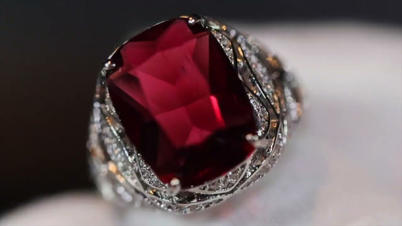 mens red diamond ring, big red diamond ring, womens red diamond ring