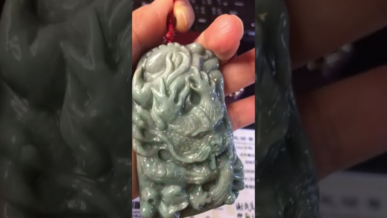 burmese jadeite dragon pendant blue green necklace