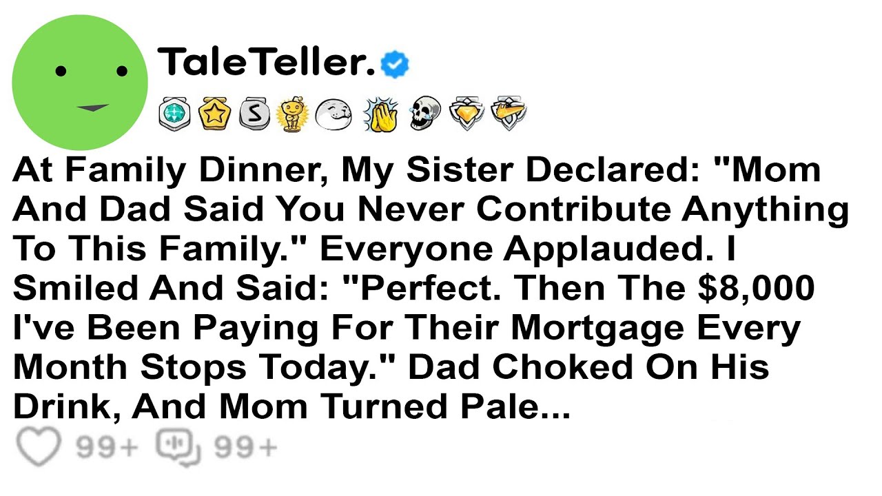 На семейном ужине моя сестра заявила: «Мама и папа говорили, что ты никогда не вносишь свой вклад...