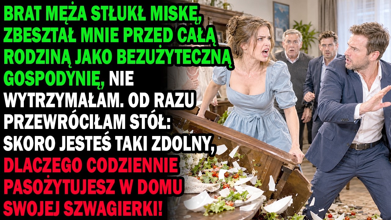 Gorący rosół spływał mi po twarzy, a mój szwagier stał nade mną i wrzeszczał: „Ty pasożycie, posprzątaj to i zejdź mi z oczu!”. Cała rodzina patrzyła w milczeniu. Mąż podał mi papierowe ręczniki i...