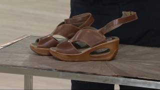 FLY London Leather Ankle Wrap Wedge Sandals - Hibo on QVC