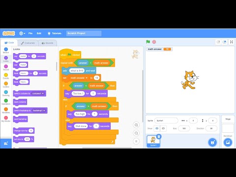 Conditional statements for Maths on Scratch
