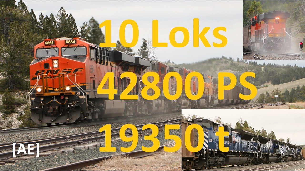 42800PS, 10 Loks und 19350 Tonnen Zug am Mullan Pass // Monster // 10 locos with 42800 hp - Alex E