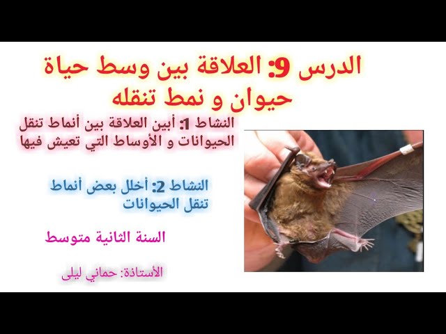 الدرس 9: العلاقة بين وسط حياة حيوان و نمط تنقله