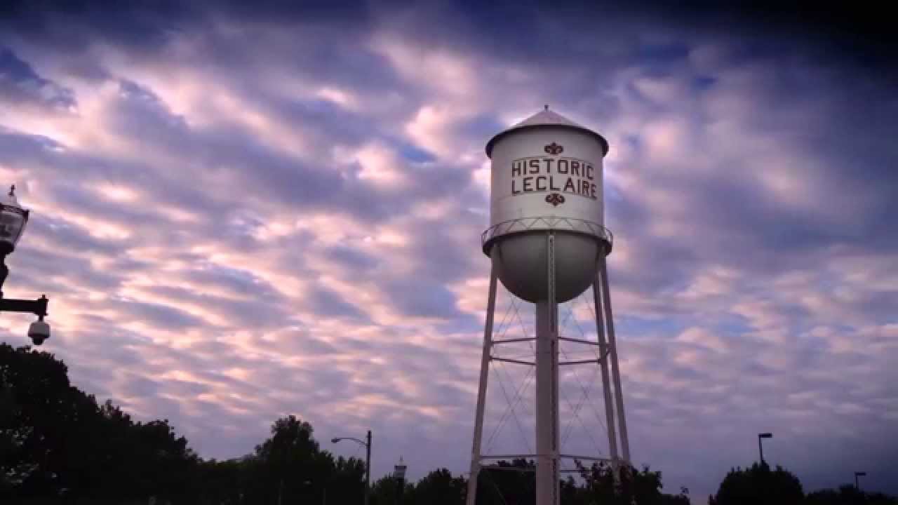 Historic LeClaire Water Tower Time Lapse Clouds Edwardsville Illinois