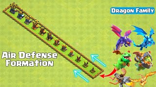*Linear*Air Defense Formation vs Dragon Family - Clash of Clans