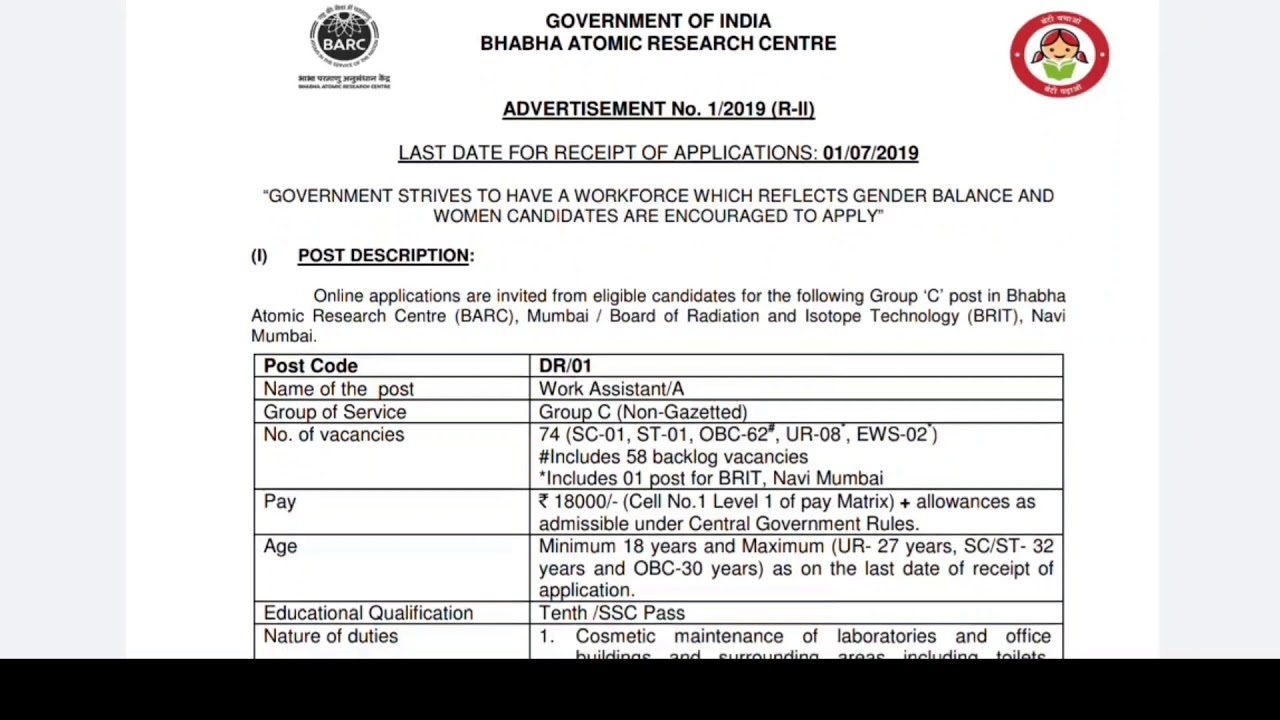 Barc work assistant syllabus