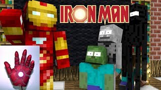 IRON MAN CAME to Monster School: IRON MAN BLASTER CHALLENGE - Minecraft Animations