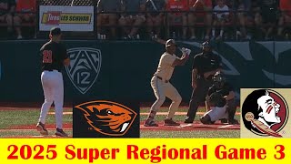 #9 Florida State vs #8 Oregon State Baseball Highlights, 2025 NCAA Super Regional Game 3
