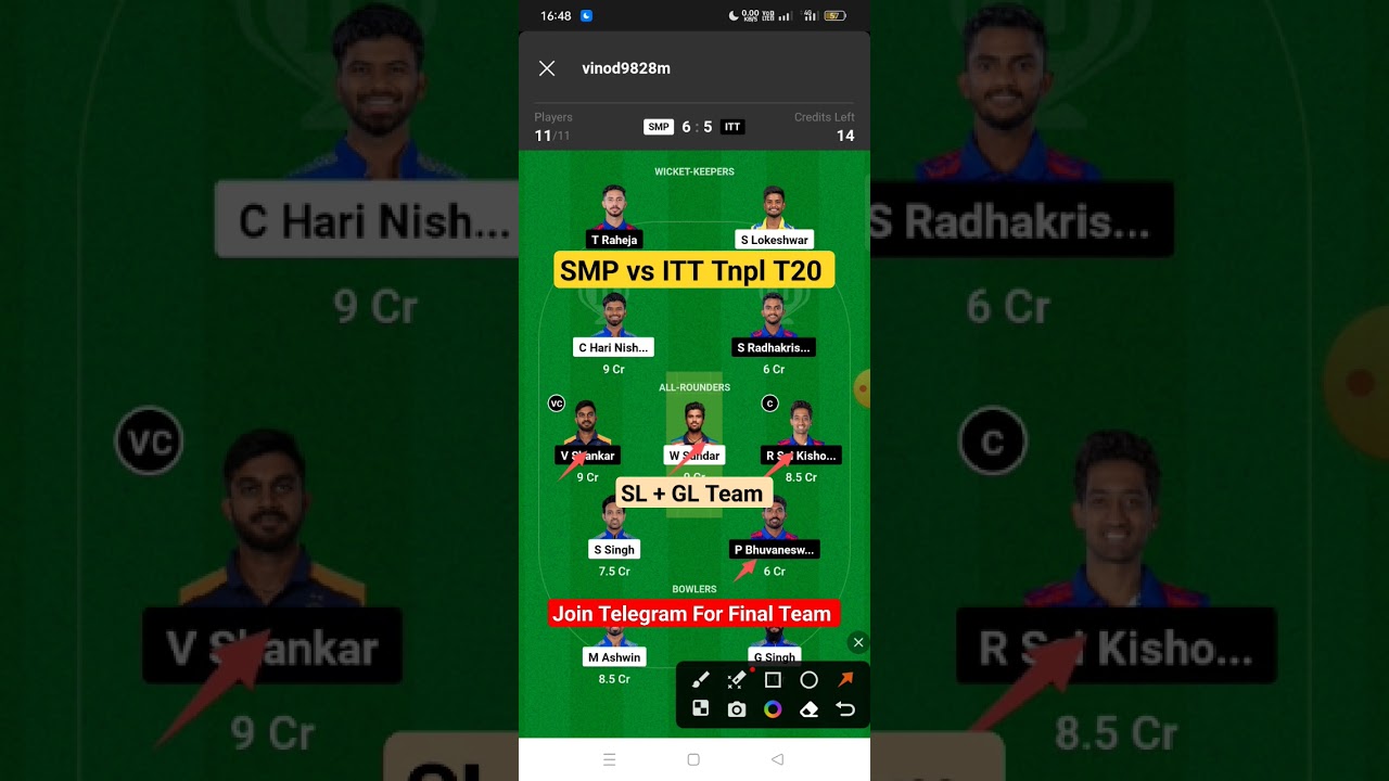 SMP vs ITT Dream11 Prediction, SMP vs ITT Dream11 Team, SMP vs ITT Tnpl T20 Dream11 Team Today Match