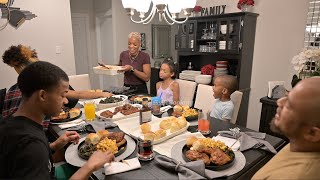 Smoked Chicken Leg Quarters | Baked Mac & Cheese | Red Chard With Red Kale | Dinner Rolls
