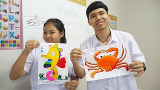 หนังสั้น | วาดภาพ+ระบายสี สัตว์ใต้ท้องทะเล | Drawing + coloring sea ​​animals