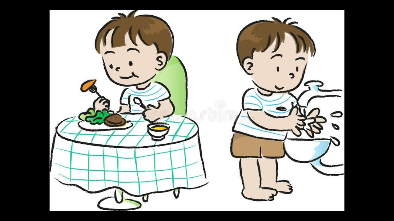 Wash your hands song for kids. Картинка мальчик ужинает. Wash hands before and after eating. Hands before eating. Healthy habits.