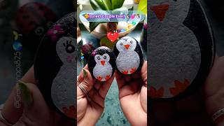 🐧💞 🎨 Stone Art Penguin Couple 🐧#StoneArt #PenguinCouple #RockPainting #ArtShorts 🐧💕 #youtubeshorts